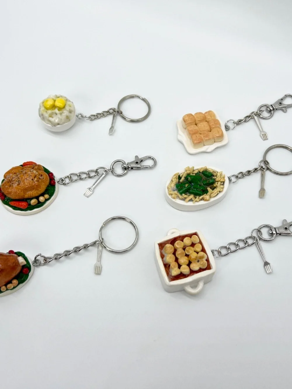 Thanksgiving/Christmas Dinner Food Keychain or Bag Clip | Handmade Holiday Food